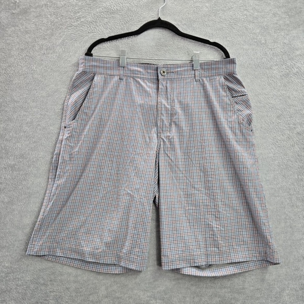 Lululemon Men Shorts 36 Gray Plaid Chino High‎ Rise Pockets Adult 11" Inseam